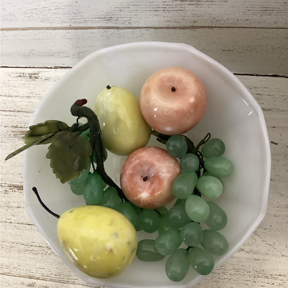Rare 60s mid century modern alabaster fruit .